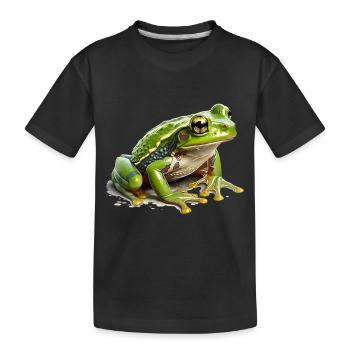 Grass frog waiting for rain for offspring - Kids' Premium Organic T-Shirt - black - Front