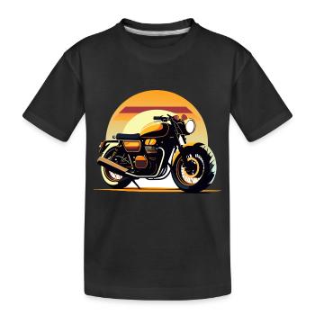 Motorrad im Sonnenuntergang - Kinder Premium Bio T-Shirt - Schwarz - Vorne