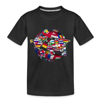 Reisen Geschenk Globus Internationale Flaggen - Kinder Premium Bio T-Shirt - Schwarz - Vorne