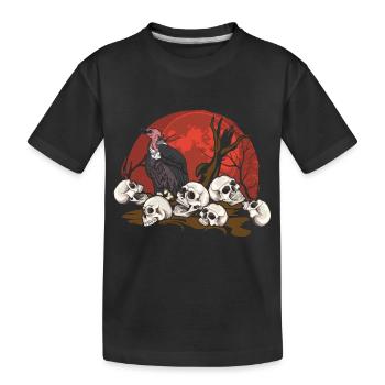 Aasfresser Raubvogel Geschenk Totenkopf Mond Geier - Kinder Premium Bio T-Shirt - Schwarz - Vorne