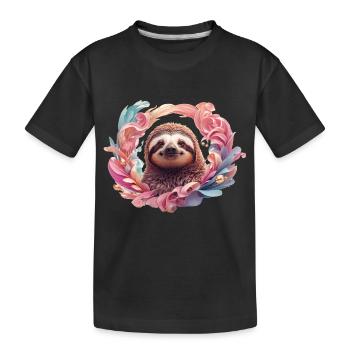Sloth, cozy, personal, individual - Kids' Premium Organic T-Shirt - black - Front