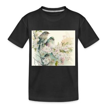 2 Vögel auf einem Zweig - Kinder Premium Bio T-Shirt - Schwarz - Vorne