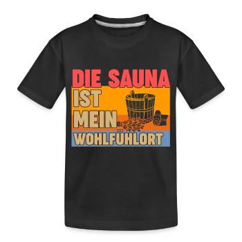 Wellness Saunagänger Saunieren Saunierer Sauna - Kinder Premium Bio T-Shirt - Schwarz - Vorne