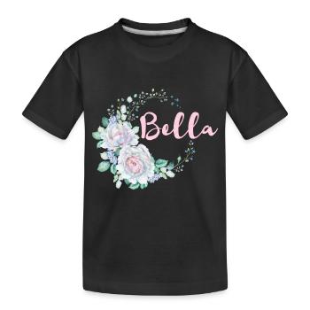For Bella - Kids' Premium Organic T-Shirt - black - Front