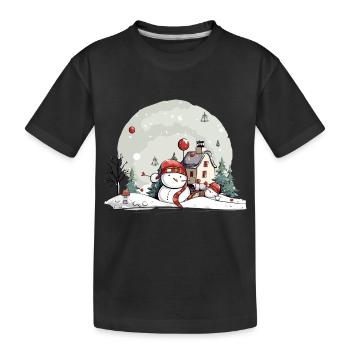 Paysage de Noël - T-shirt bio Premium Enfant - noir - Devant