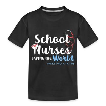 Schulkrankenschwestern retten die Welt mit einem E - Kinder Premium Bio T-Shirt - Schwarz - Vorne