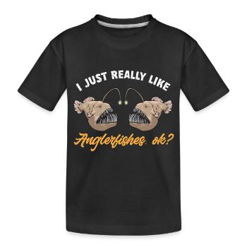 Poisson-grenouille Pêcheur en haute mer Pêcheur à la ligne - T-shirt bio Premium Enfant - noir - Devant
