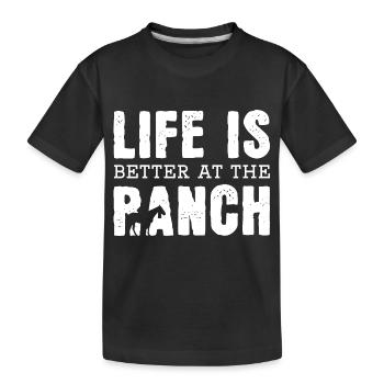 Das Leben ist besser auf der Ranch - Kinder Premium Bio T-Shirt - Schwarz - Vorne