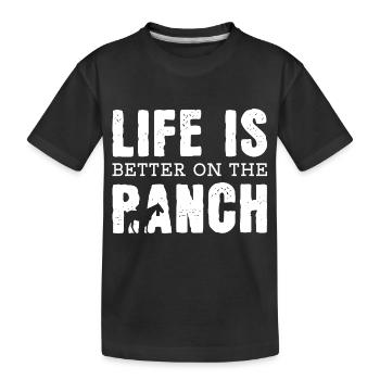 Das Leben ist besser auf der Ranch - Kinder Premium Bio T-Shirt - Schwarz - Vorne