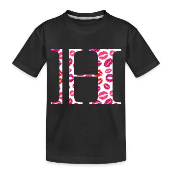 Lettre h bisous - T-shirt bio Premium Enfant - noir - Devant
