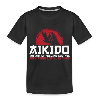 Aikido Kampfsport Geschenk - Kinder Premium Bio T-Shirt - Schwarz - Vorne