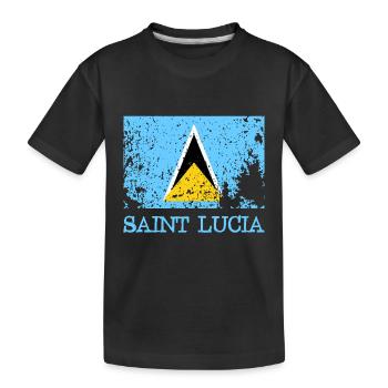 Saint Lucia Grunge Flag - Castries - West Indies - Kids' Premium Organic T-Shirt - black - Front