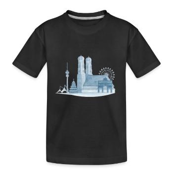 Horizon de Munich - Aquarelle peinte à la main - T-shirt bio Premium Enfant - noir - Devant