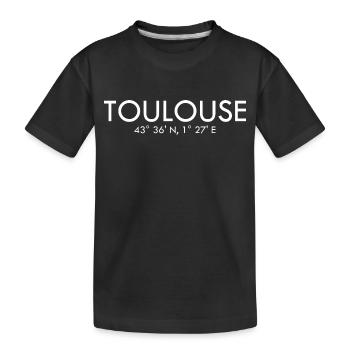 Toulouse France Coordinates Latitude Longitude - Kids' Premium Organic T-Shirt - black - Front