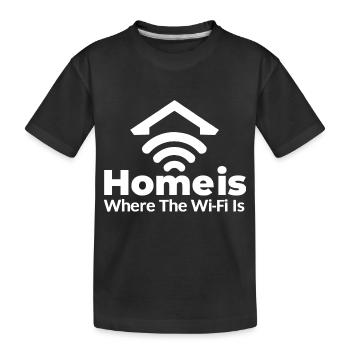 LA MAISON EST LÀ OÙ SE TROUVE LE WI-FI (BRIGHT TEXT DESIGN) - T-shirt bio Premium Enfant - noir - Devant