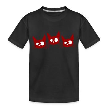 Three Cats Squint Funny 3 Crazy Grimaces - Kids' Premium Organic T-Shirt - black - Front