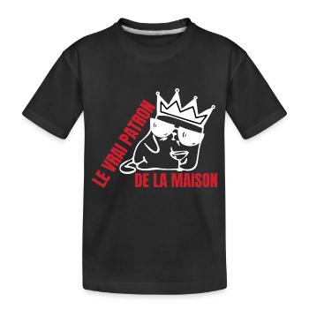 Echter Katzenhaus-Chef - Kinder Premium Bio T-Shirt - Schwarz - Vorne