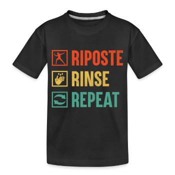 Riposte Rinse Repeat Fence Fechten Schwert Fechter - Kinder Premium Bio T-Shirt - Schwarz - Vorne