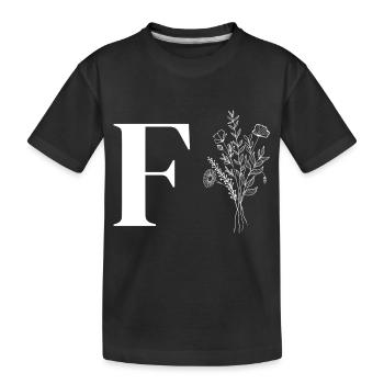 Minimalistische Blumen - Kinder Premium Bio T-Shirt - Schwarz - Vorne