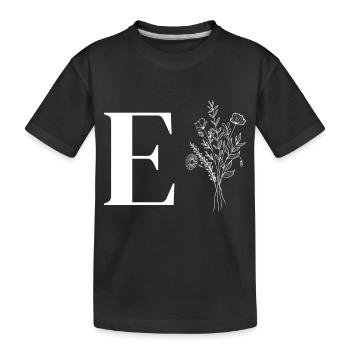 Minimalistische Blumen - Kinder Premium Bio T-Shirt - Schwarz - Vorne