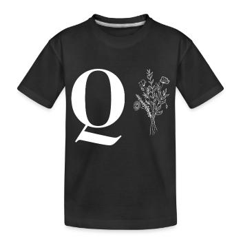 Minimalistisches Blumenmuster - Kinder Premium Bio T-Shirt - Schwarz - Vorne