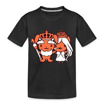 Hase König Krone Königin Pärchen Herrscher Liebe - Kinder Premium Bio T-Shirt - Schwarz - Vorne