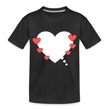 Thought bubble with heart - Kids' Premium Organic T-Shirt - black - Front