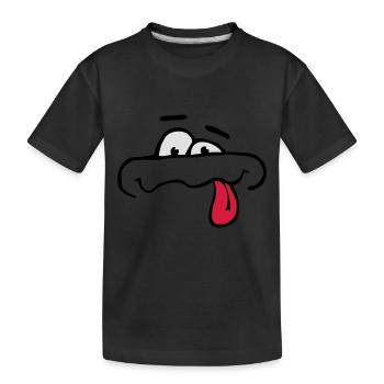 Funny Comic Cartoon Face Tongue Stick Out - Kids' Premium Organic T-Shirt - black - Front