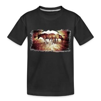 Horses - Kinder Premium Bio T-Shirt - Schwarz - Vorne