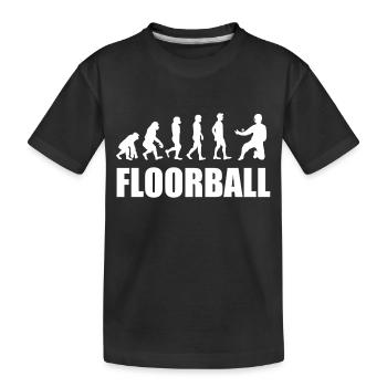 Floorball Goalkeeper - Kinder Premium Bio T-Shirt - Schwarz - Vorne