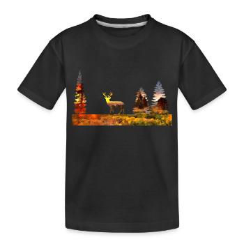 Cerf dans la forêt - T-shirt bio Premium Enfant - noir - Devant