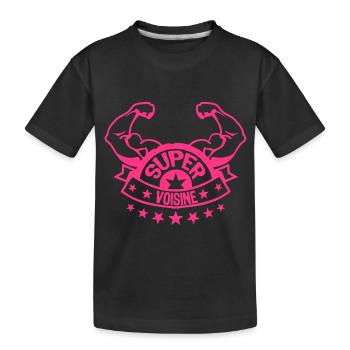 Nachbarsuper Arm Muskel-Banner 207 - Kinder Premium Bio T-Shirt - Schwarz - Vorne