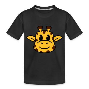 Lustige coole glückliche Giraffe Kopf Gesicht Tier - Kinder Premium Bio T-Shirt - Schwarz - Vorne
