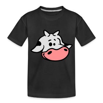 Cute calf cow face - Kids' Premium Organic T-Shirt - black - Front