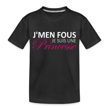 j'men fous je suis une princesse - T-shirt bio Premium Enfant - noir - Devant