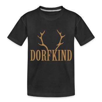 Dorfkind Reh Hirsch Geweih - Kinder Premium Bio T-Shirt - Schwarz - Vorne