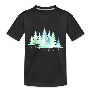 Weihnachten Winter Tannen Winterlandschaft Wald - Kinder Premium Bio T-Shirt - Schwarz - Vorne