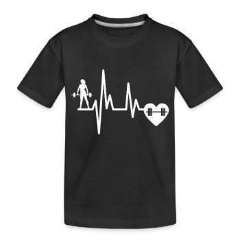 Bodybuilding Fitness Heartbeat Training ECG Sport - Kids' Premium Organic T-Shirt - black - Front