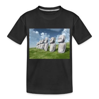 Moai Statuen auf der Osterinsel - Kinder Premium Bio T-Shirt - Schwarz - Vorne