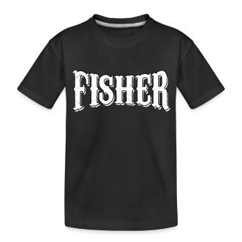 fisch fischer fishing fisher club hecht angeln cap - Kinder Premium Bio T-Shirt - Schwarz - Vorne