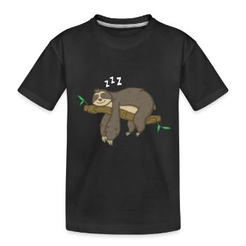Faultier Schlafen Relax - Kinder Premium Bio T-Shirt - Schwarz - Vorne