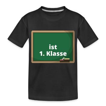 Schulanfänger Shirt mit Namen Erste Klasse Schule - Kinder Premium Bio T-Shirt - Schwarz - Vorne