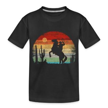 Cowboy - Coucher de soleil rétro - T-shirt bio Premium Enfant - noir - Devant