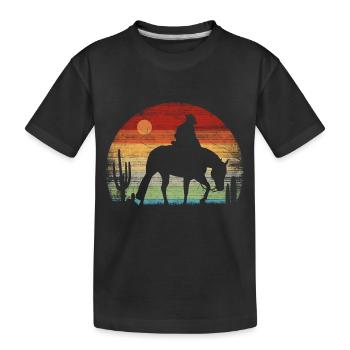 Cowboy - Coucher de soleil rétro - T-shirt bio Premium Enfant - noir - Devant