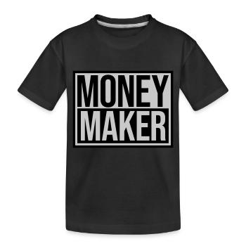 Schild Money Maker Reich - Kinder Premium Bio T-Shirt - Schwarz - Vorne