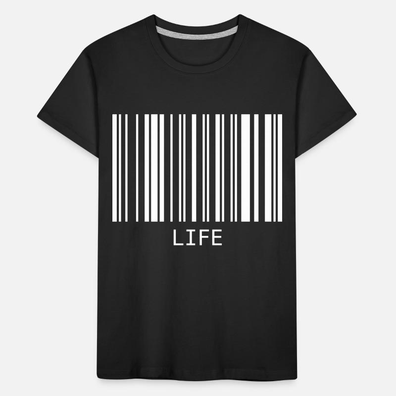 Barcode das Wort Life Leben Code lustig Lebensstil Kinder Premium Bio T-Shirt