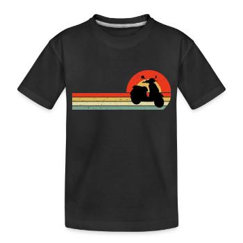 Roller Fahrer Roller Motorrad Vintage Retro - Kinder Premium Bio T-Shirt - Schwarz - Vorne