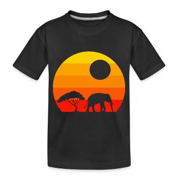 Retro Afrika Tier Geschenk Elefant - Kinder Premium Bio T-Shirt - Schwarz - Vorne