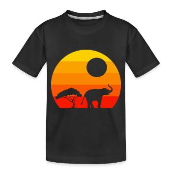 Retro Sonnenuntergang Elefant - Kinder Premium Bio T-Shirt - Schwarz - Vorne