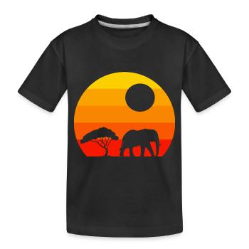 Sonnenuntergang Afrika Tier Retro Elefant - Kinder Premium Bio T-Shirt - Schwarz - Vorne